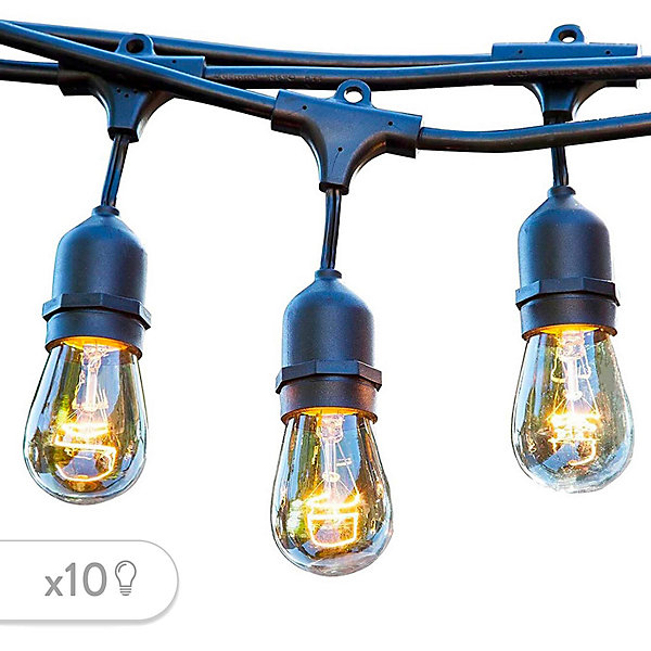 Guirlande lumineuse extérieur connectée IP64 noir 10 LED E27 850lm 6 M Lumisky Mafy light