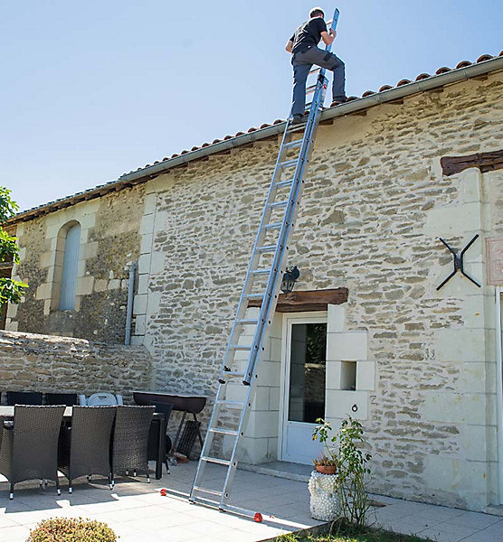 Echelle coulissante à main 2 plans 2x18 échelons 8,8m/9,5m en aluminium Hailo ProfiStep Duo