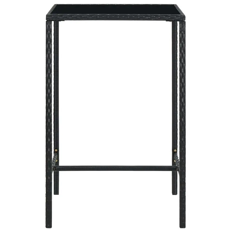 vidaXL - Tuinbartafel - Zwart - Poly rattan en glas - 70 x 70 x 110 cm