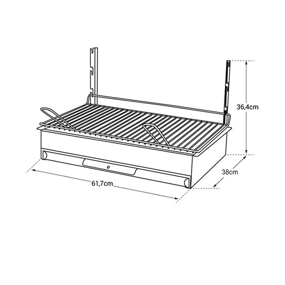 Barbecue charbon encastrable Vulcain 61 x 33 cm - Le Marquier