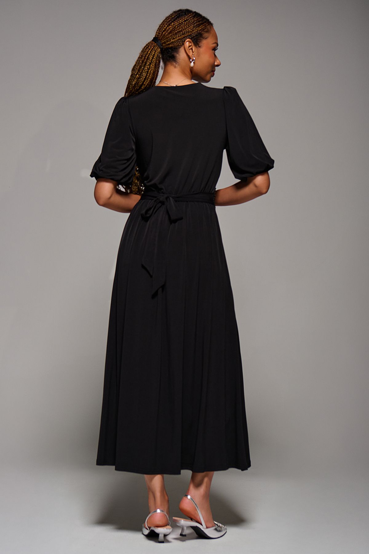 Jolie Moi Puff Sleeve Jersey Maxi Dress