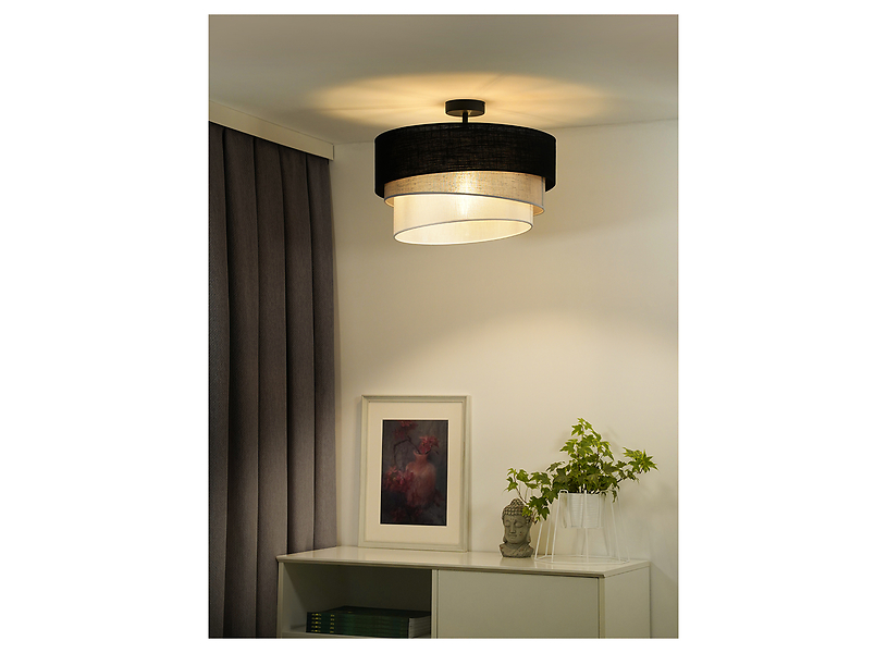 Lampa sufitowa Trio tkaninowa czarno-szara