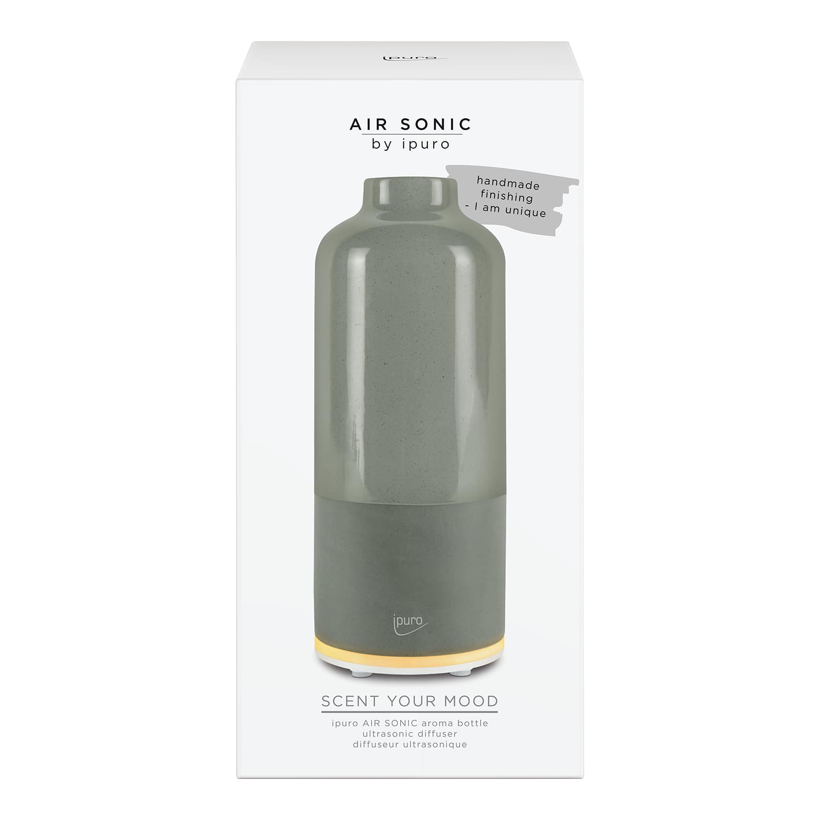 Ipuro AIR SONIC Elektrischer Aroma-Diffusor Aroma Bottle Grau, ⌀ 9.5 cm, H 240 mm
