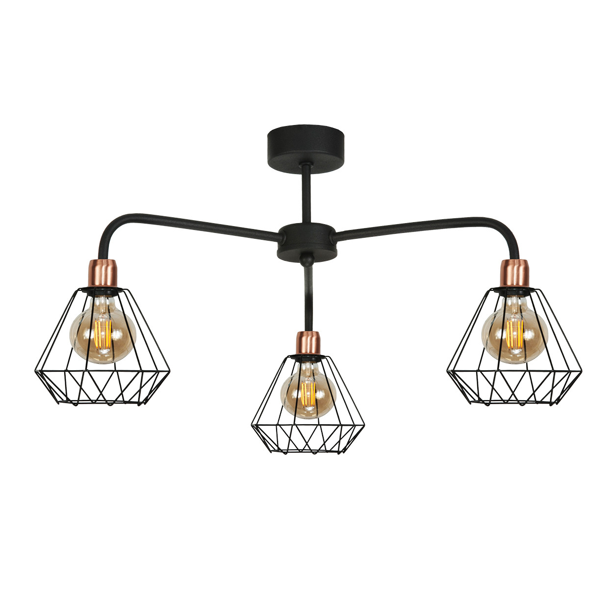 Lampa sufitowa do salonu EDYLIT loft czarna 3xE27 DONALD 14-512