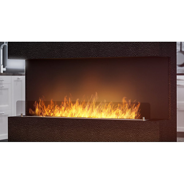 Cheminée Bioéthanol Encastrable Design C1200 V.1 avec Vitre Ouverte sur 3 Côtés Brûleur 3 Litres