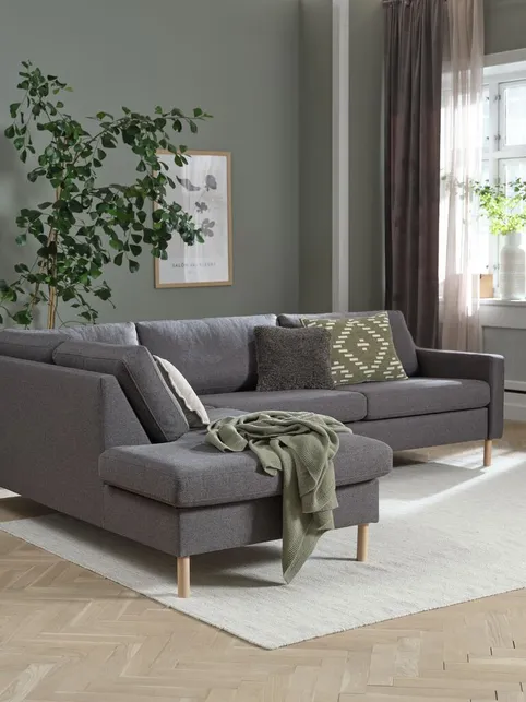 Sofa HELLERUP open-end venstre gråt stof
