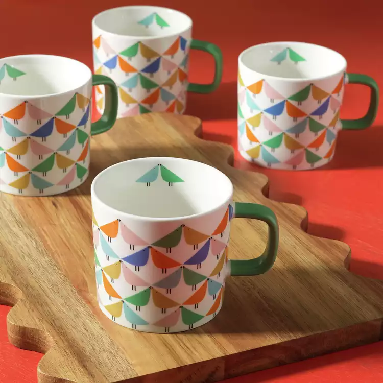 Habitat x Scion Lintu Set of 4 Stoneware Mugs - White