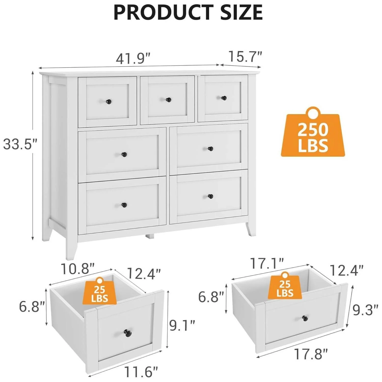 Modern Dresser for Bedroom with 7 Drawers