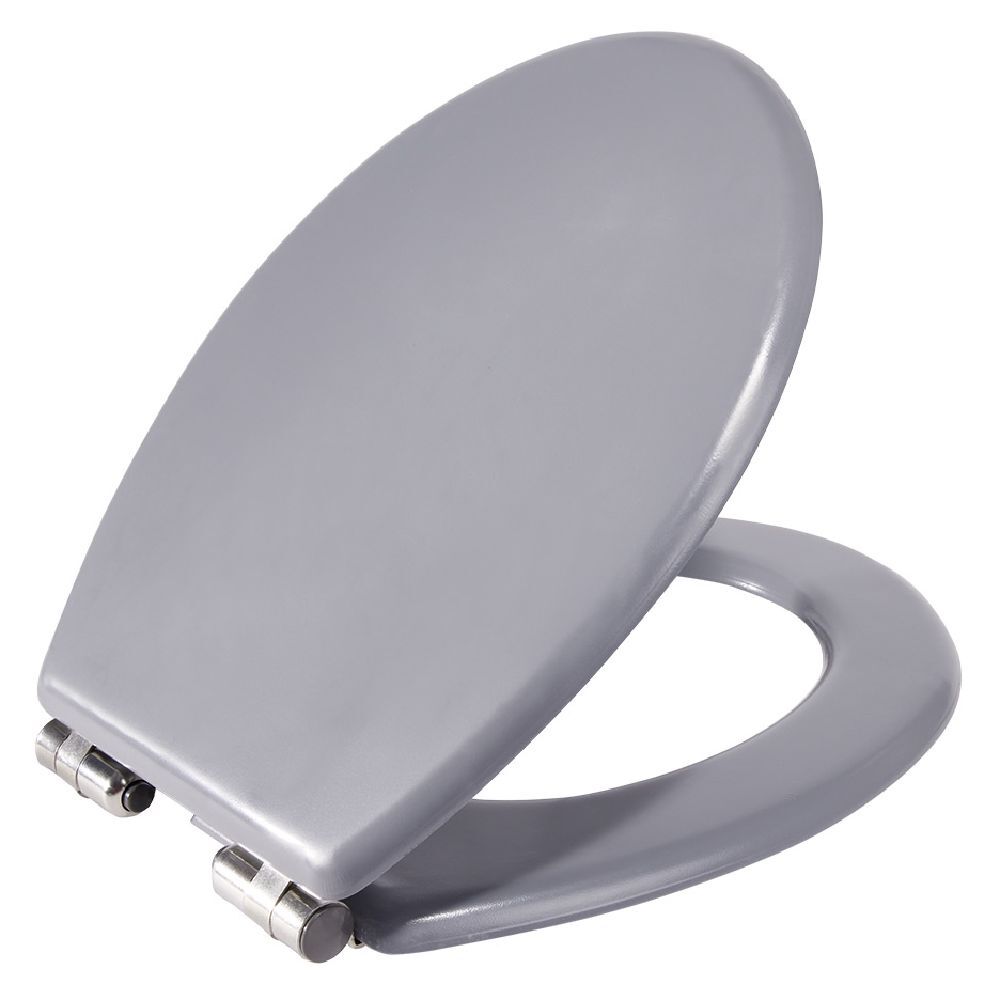 Abattant WC bois gris avec frein de chute déclipsable réglable