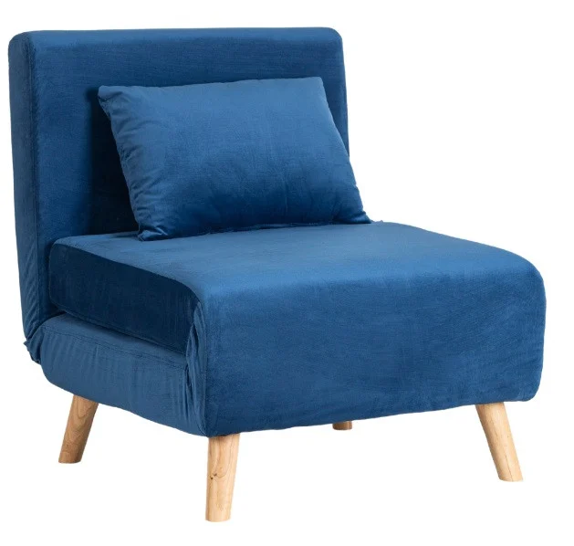 Fotel Rozkładany Do Spania Leżak Łóżko Sofa Jednoosobowa Granatowy MARRY
