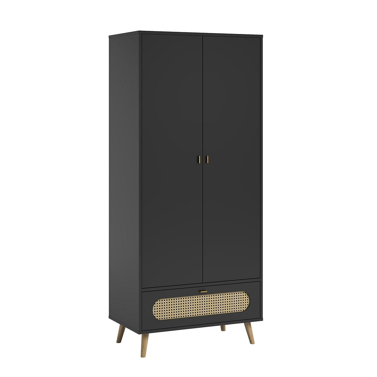 CANNE - Armoire 2 portes 1 tiroir noir