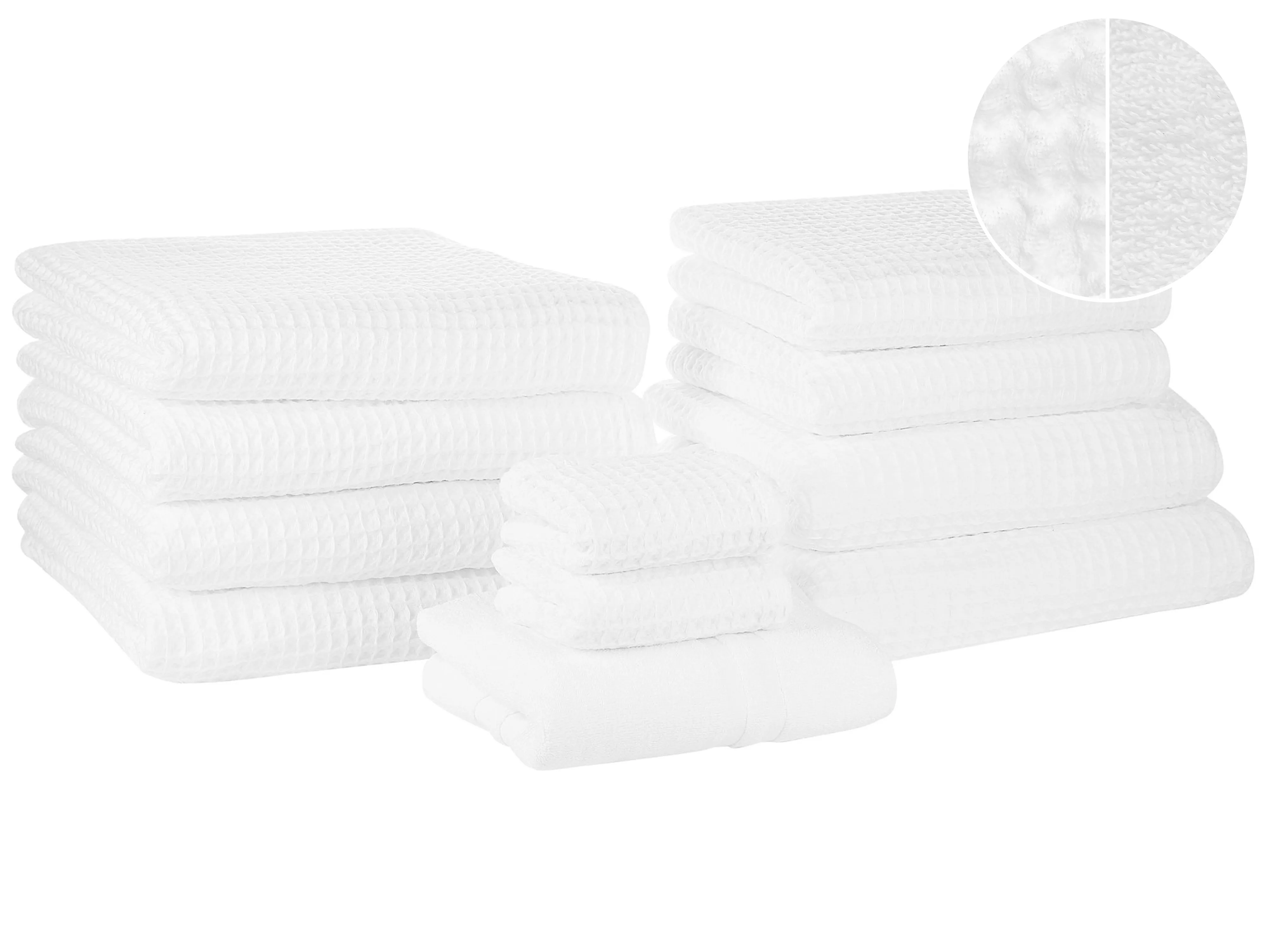 Set of 11 Towels AREORA Cotton White