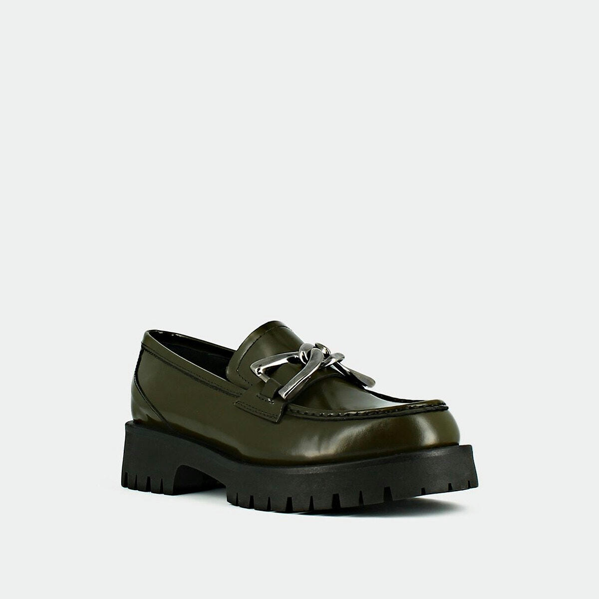 Mocassins chunky en cuir glacé Rose