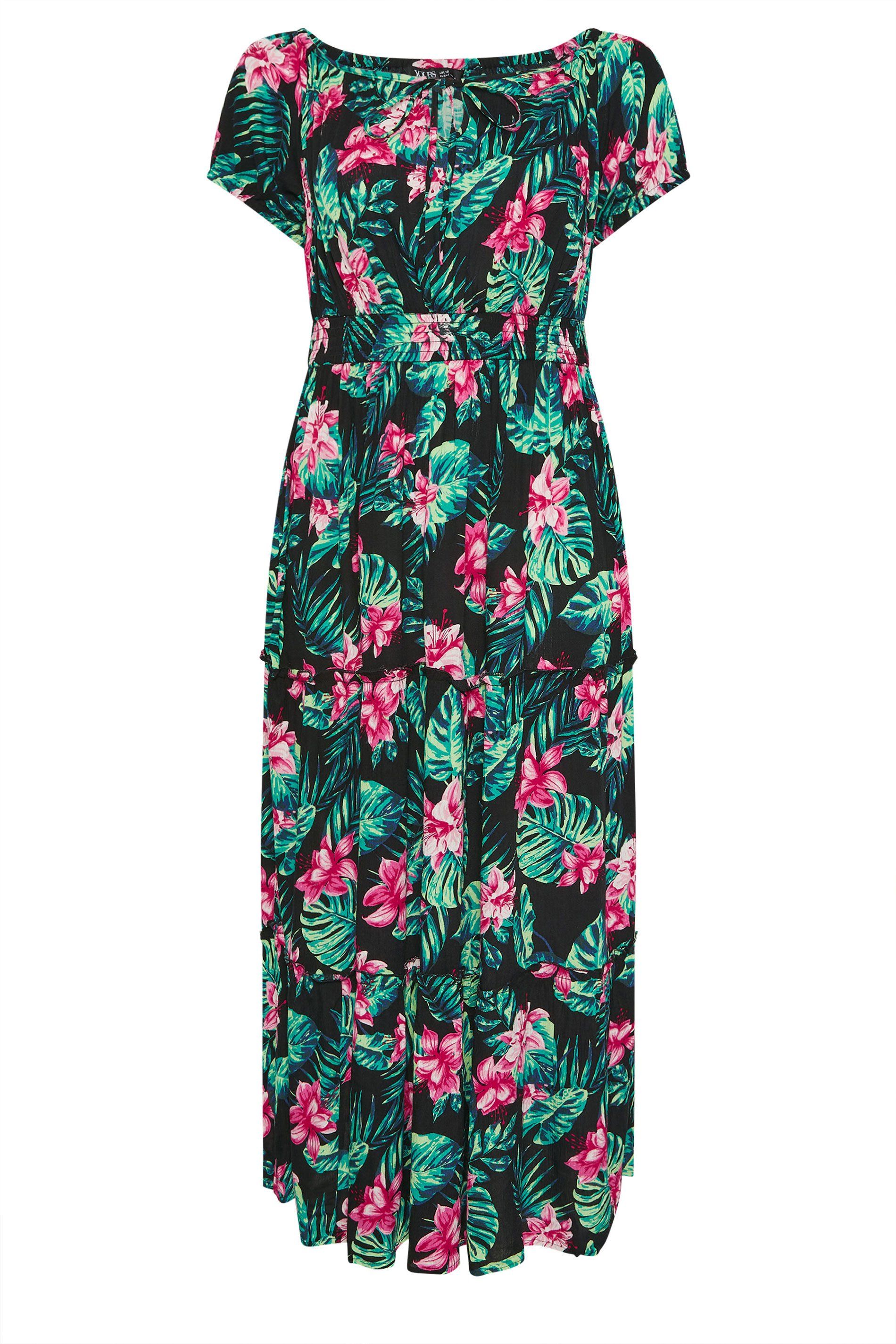 Yours Tropical Tie Neck Maxi Dress