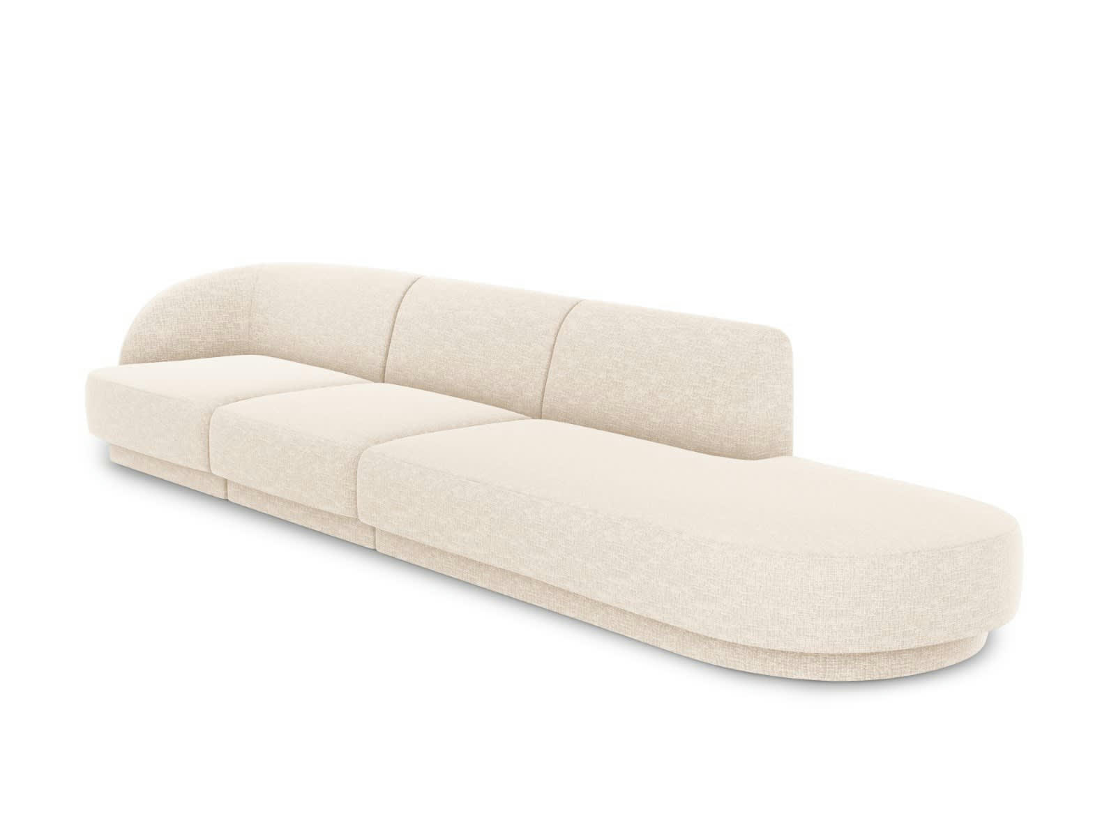 MILEY - Canapé droit 4 places en tissu chenille beige clair