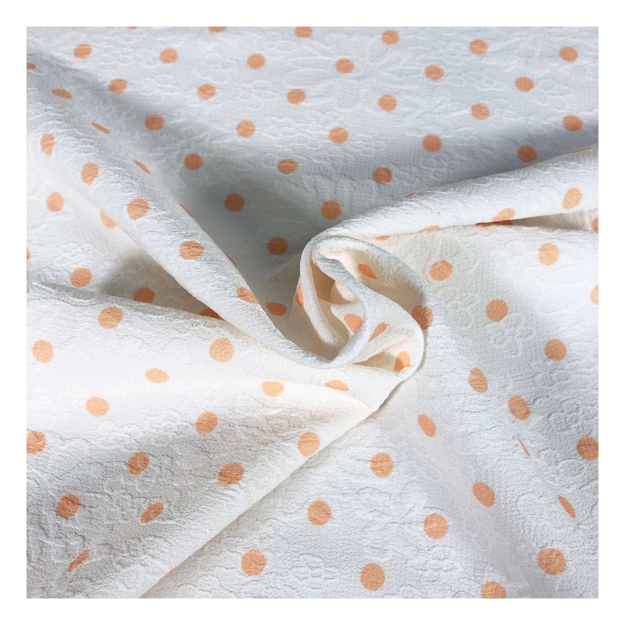 Orange Spot Crinkle Fabric by the Metre