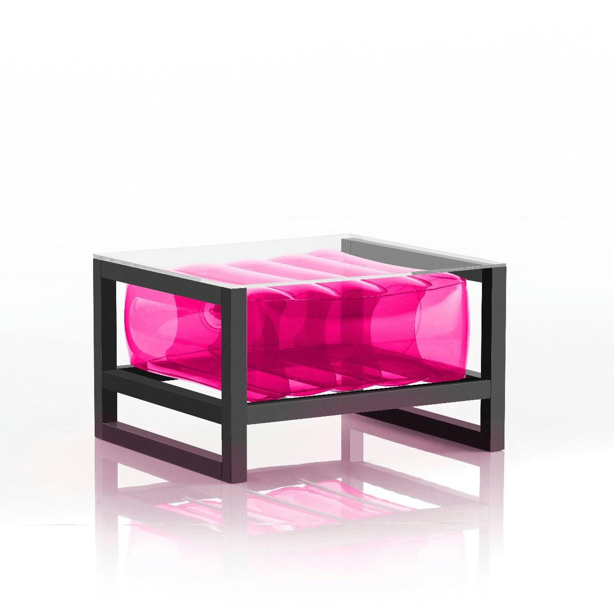 YOKO EKO - Table basse tpu rose cadre en aluminium