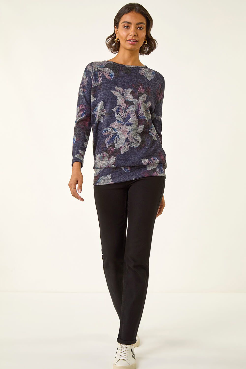 Roman Floral Printed Bubble Hem Top