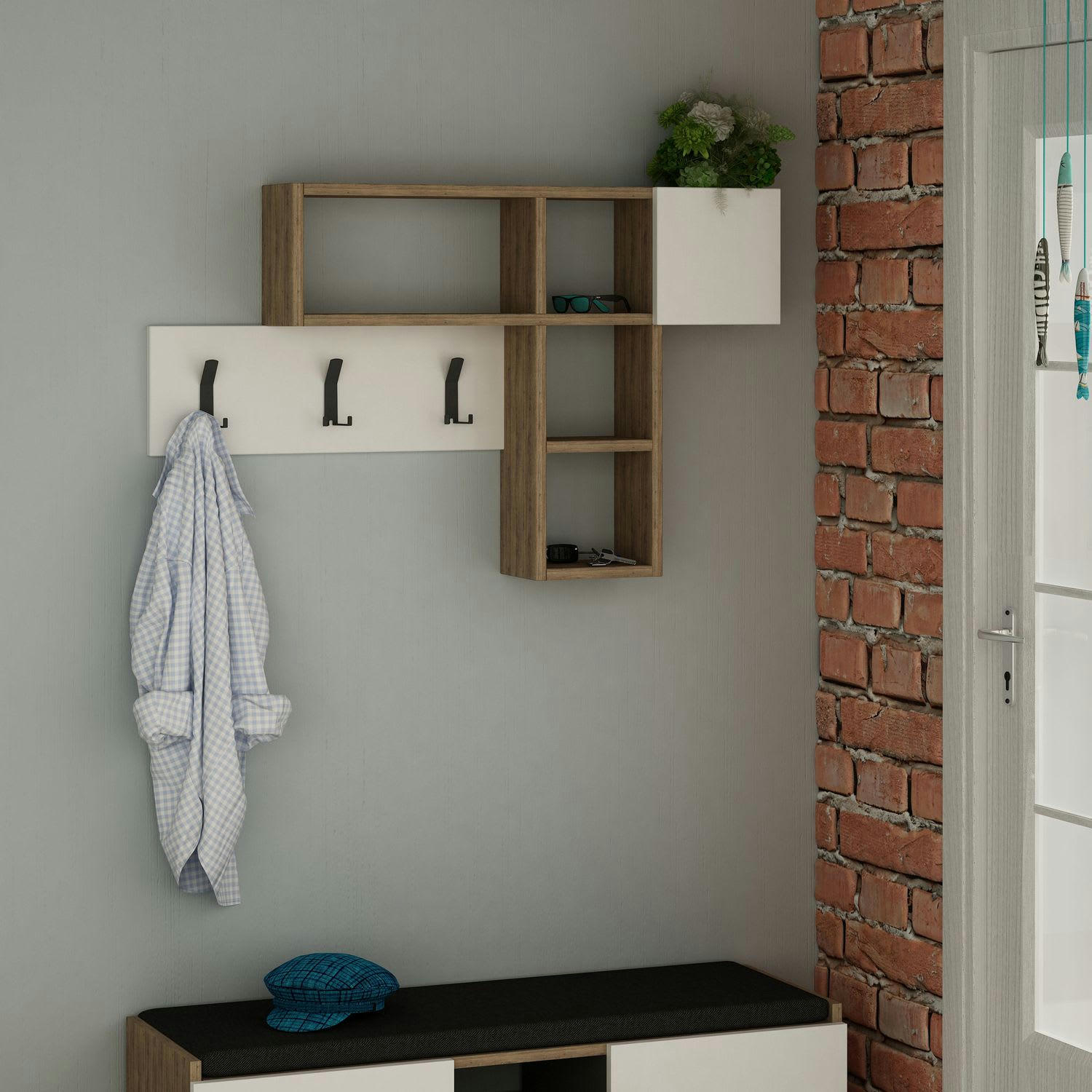 GAME - Porte manteau effet bois de chêne blanc