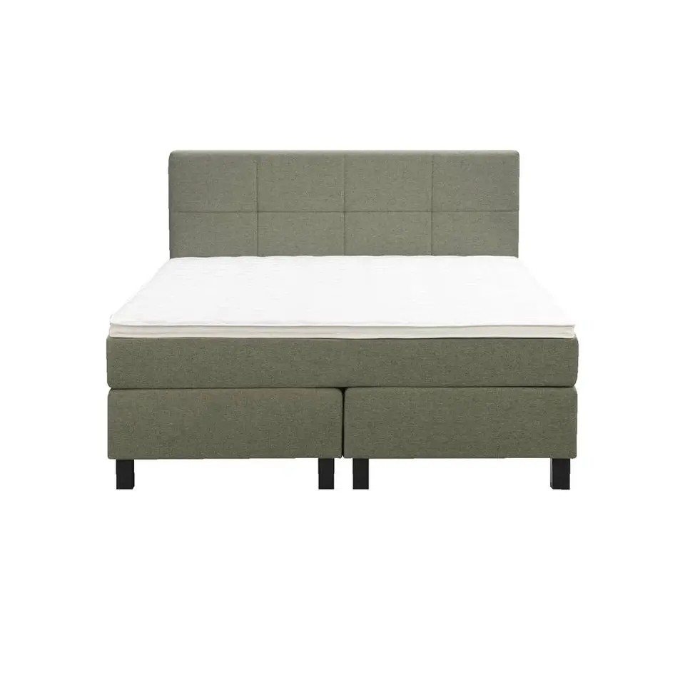 Boxspring Liv geblokt - groen - 140x200 cm - vierkante poot