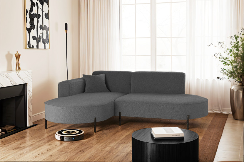 Narożnik, Sofa w kształcie L Modena Rein tkanina Quelle Grafitowy Lewy