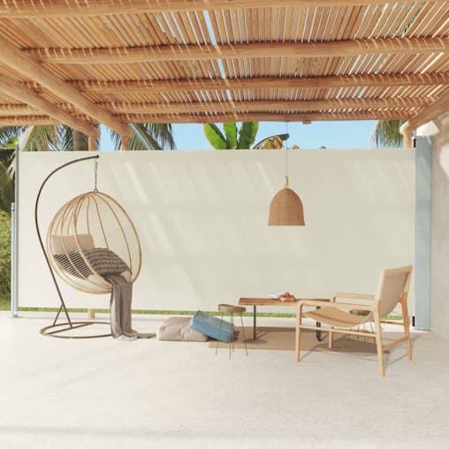 NNEVL Patio Retractable Side Awning 220x600 cm Cream