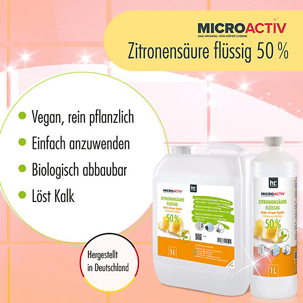 Microactiv Acide Citrique Liquide 50% Détartrant Polyvalent 1 x 1 L,Et économique