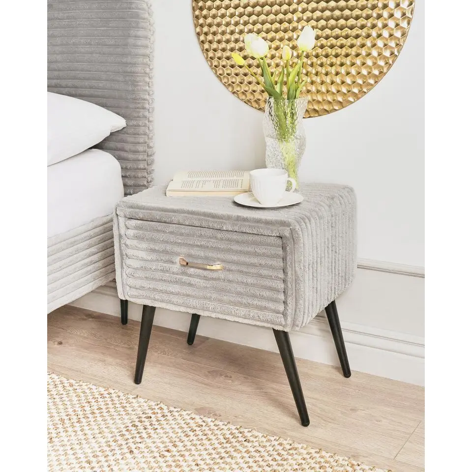 FLAYAT - Nachtkastje - Lichtgrijs - Corduroy