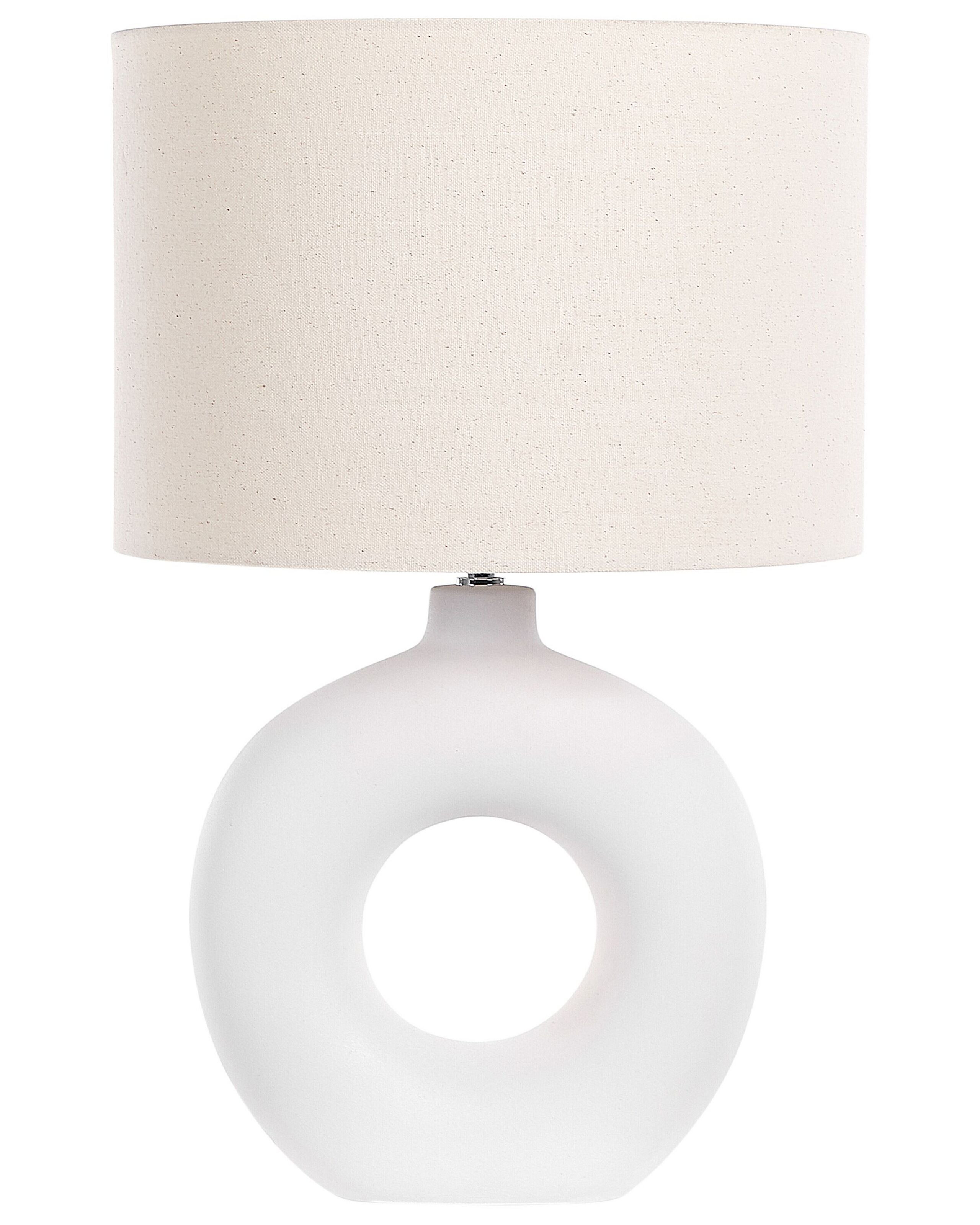 Lampa stołowa biała ceramiczna art deco