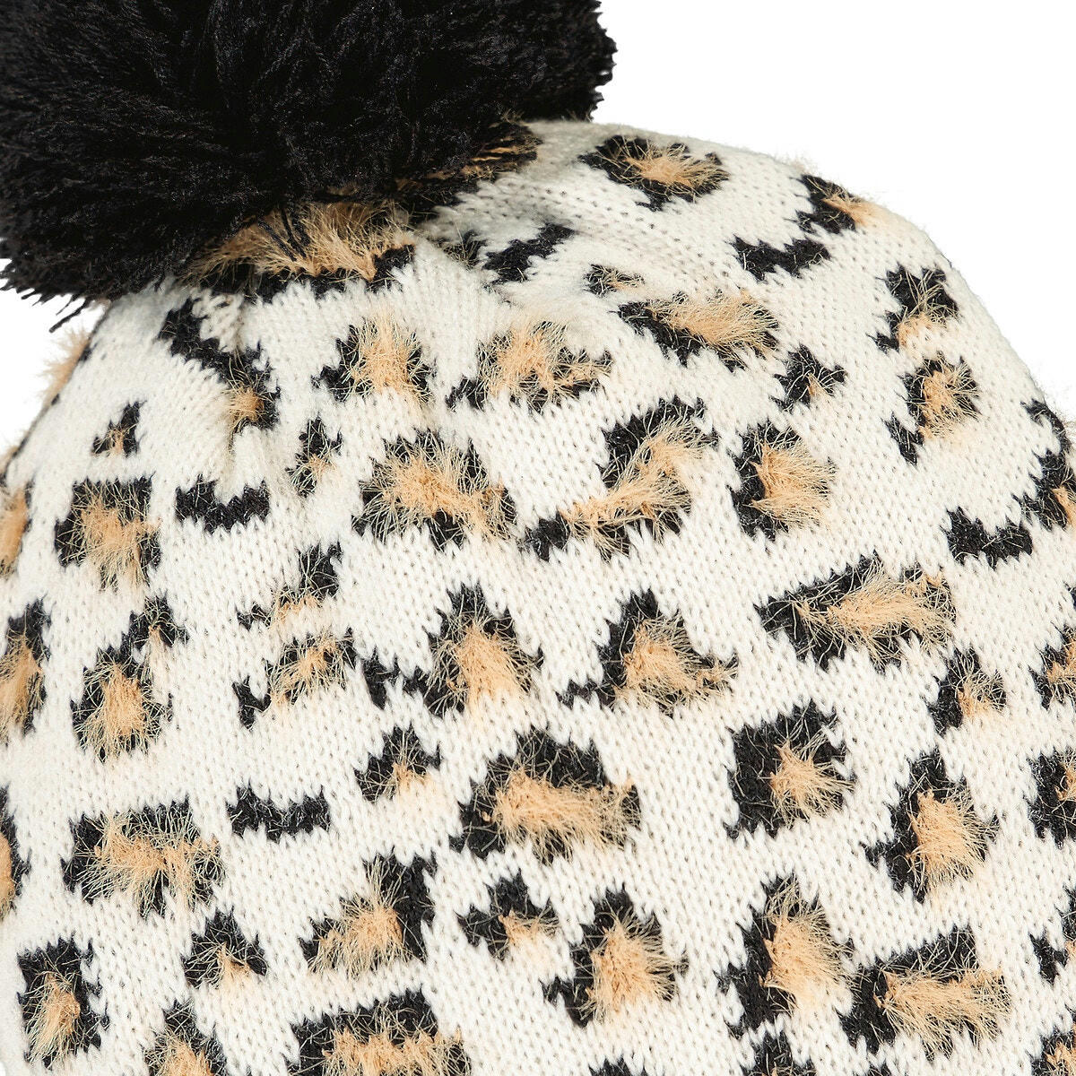 Bonnet à pompon, motif léopard