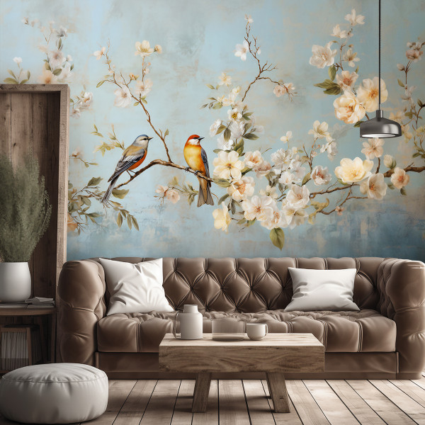 Feeby Fototapeta, Ptaki na gałęzi Chinoiserie 150x105