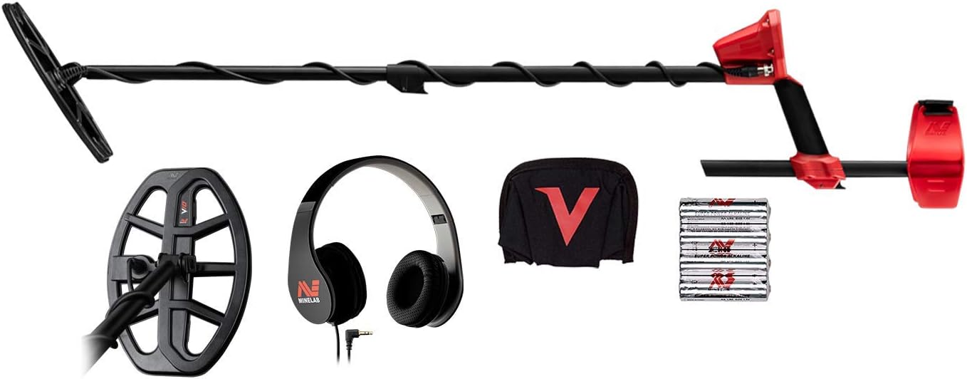 Minelab Vanquish 440 Multi-Frequency Pinpointing Metal Detector for Adults with V10 10x7 Double-D Waterproof Coil (4 Detect Modes  Wired Headphones & Rain Cover Included)