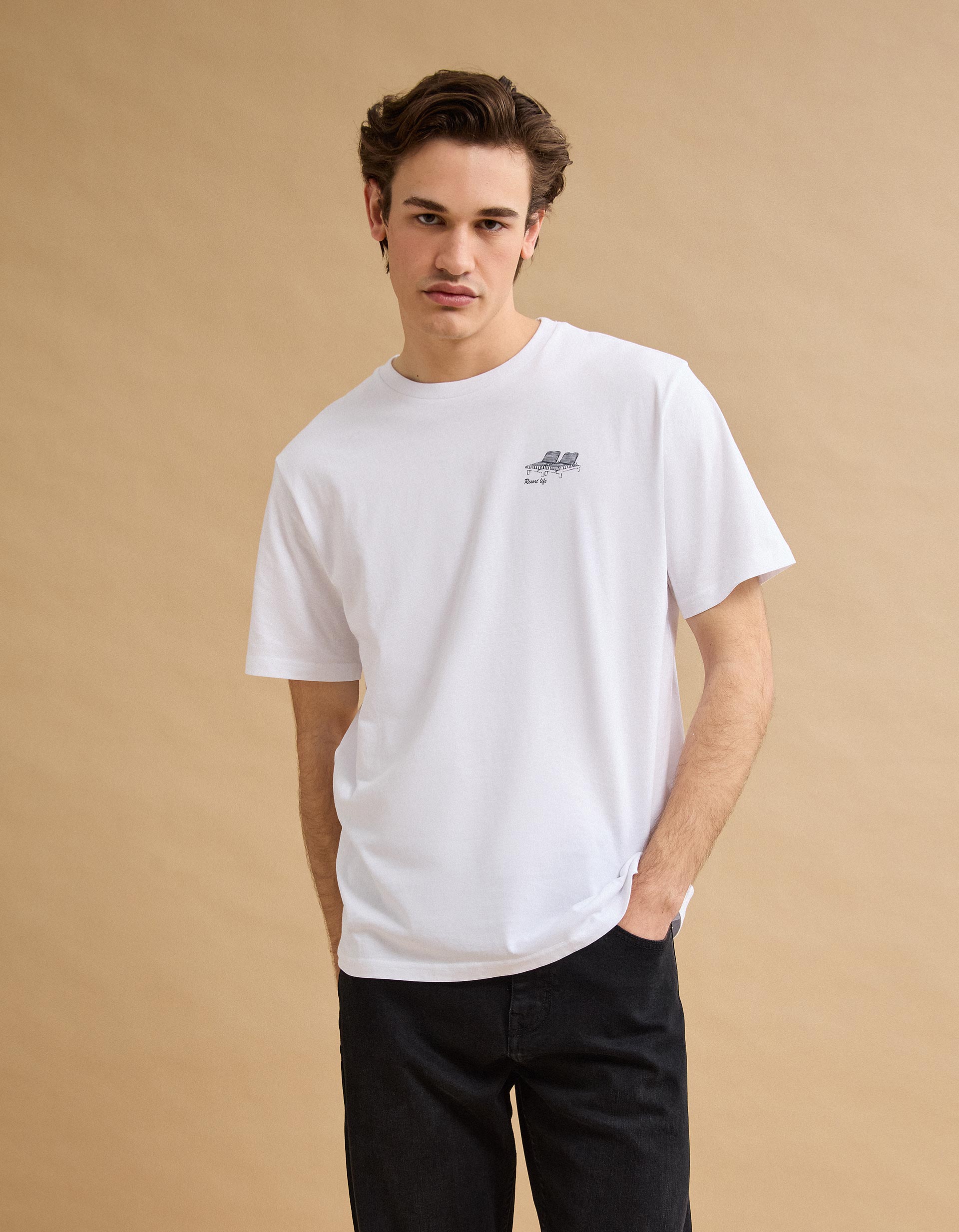 T-shirt Jersey Estampado, Homem, Branco