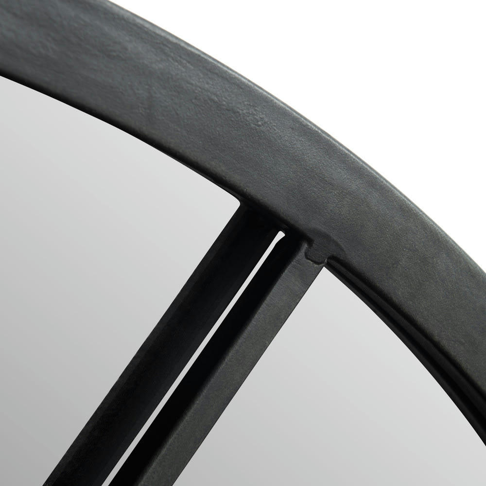 Orangerie - Miroir fenêtre arche en métal noir 92x135