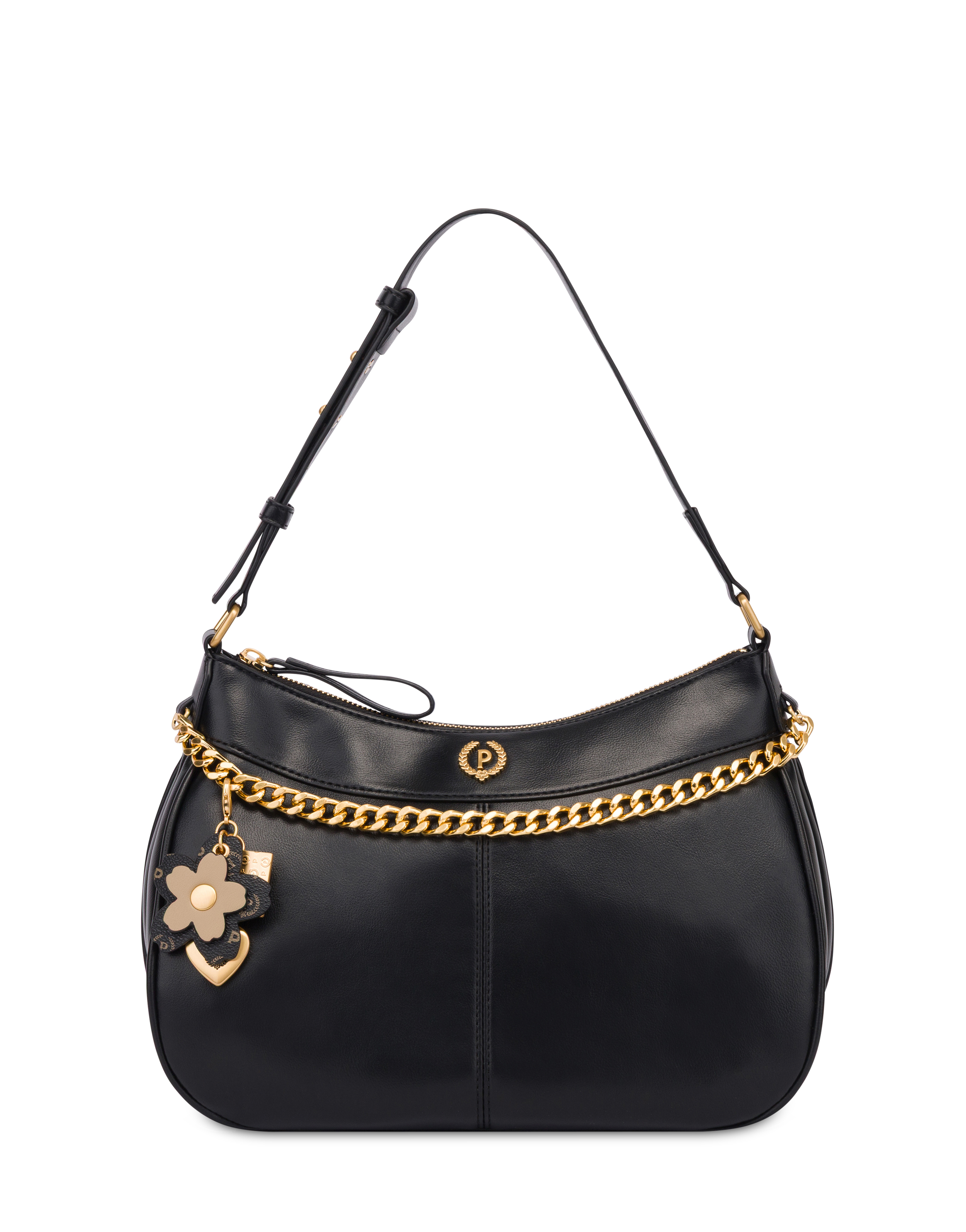 Borsa A Spalla Charmy In Pu E Heritage Pvc Nero/nero