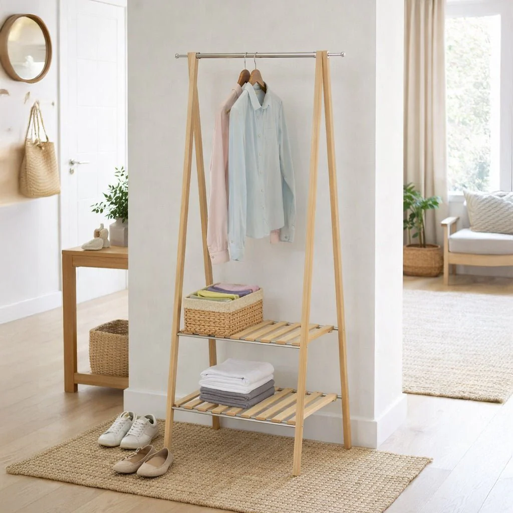 Charriot em Pinho com Duas Prateleiras 79x45x155 OLIMPO