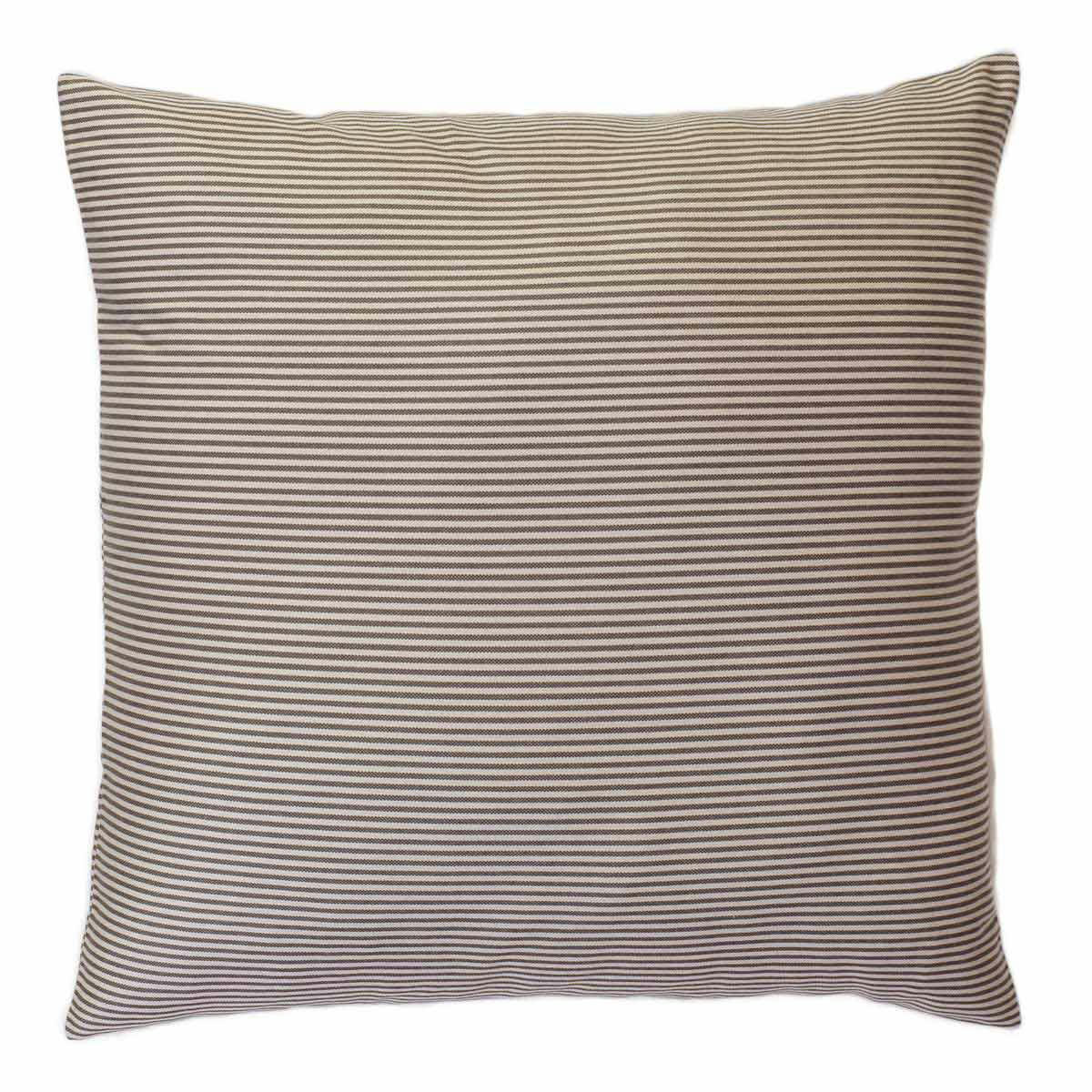 TANGER - Housse de coussin en coton à rayures écru et taupe 60 x 60