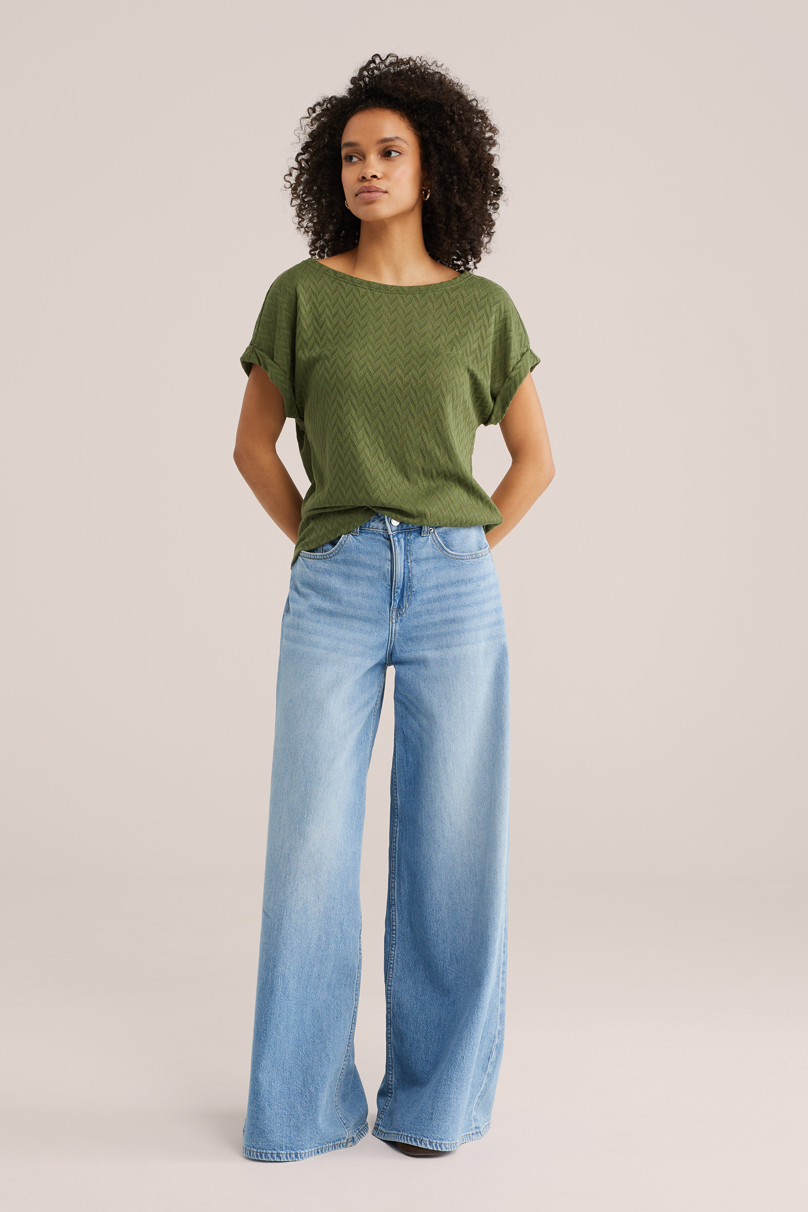 Dames T-shirt met opengewerkt structuur