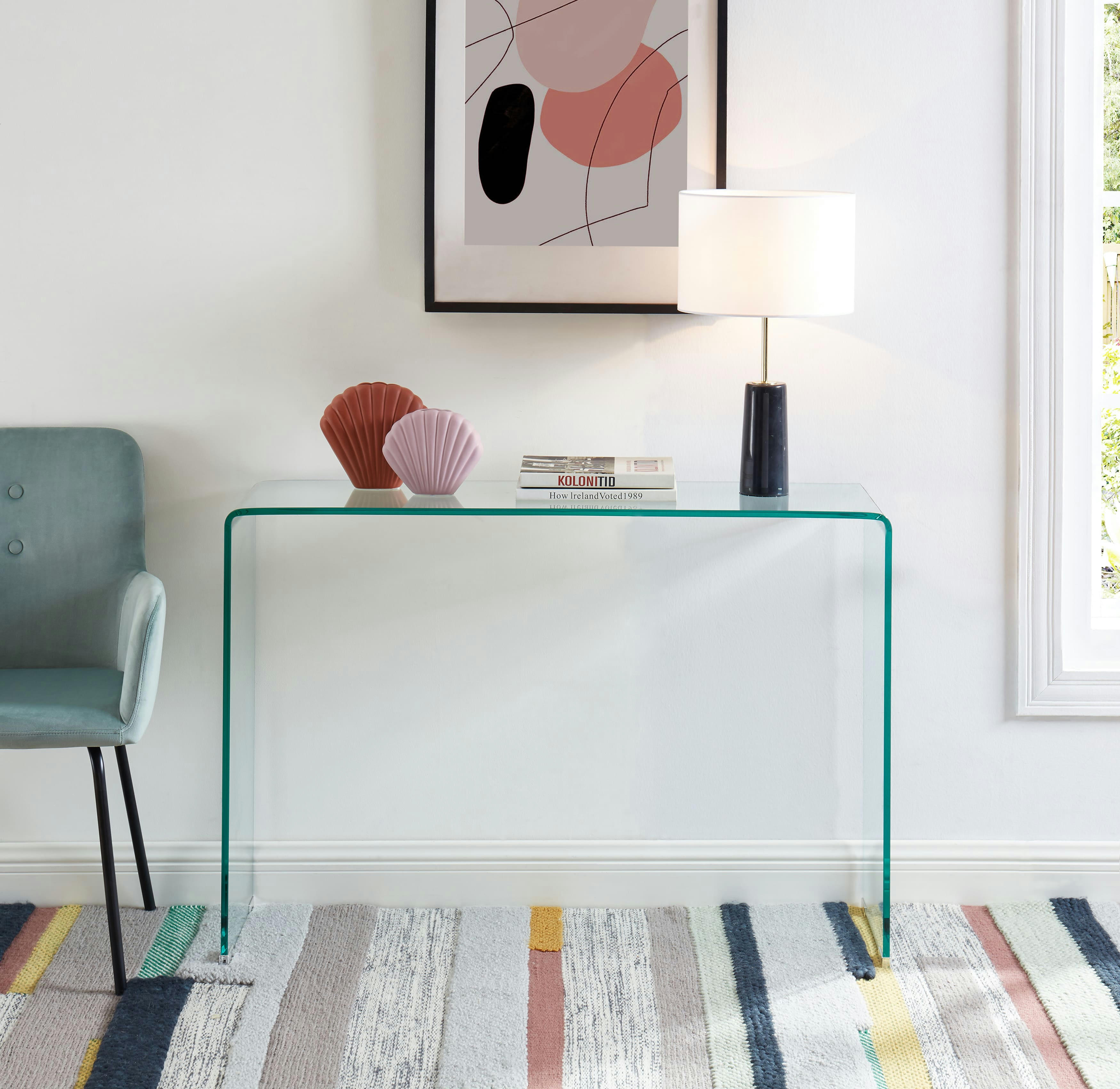 GINZA - Console   verre trempé transparent 110cm