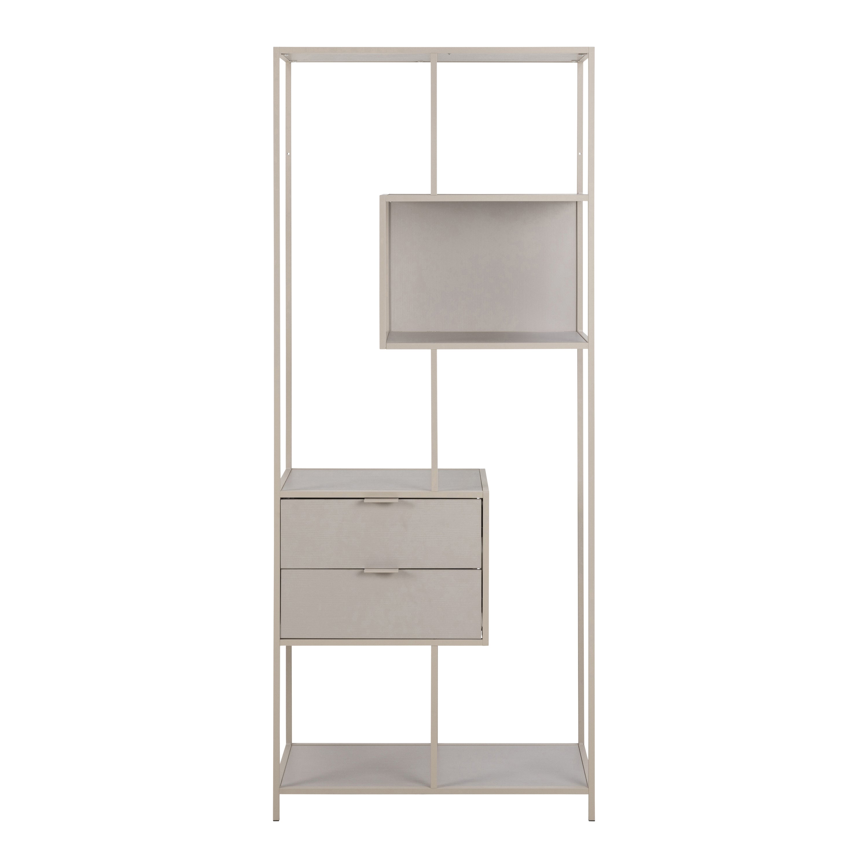 by fonQ Maxim Boekenkast Recht met 2 Lades - Grijs