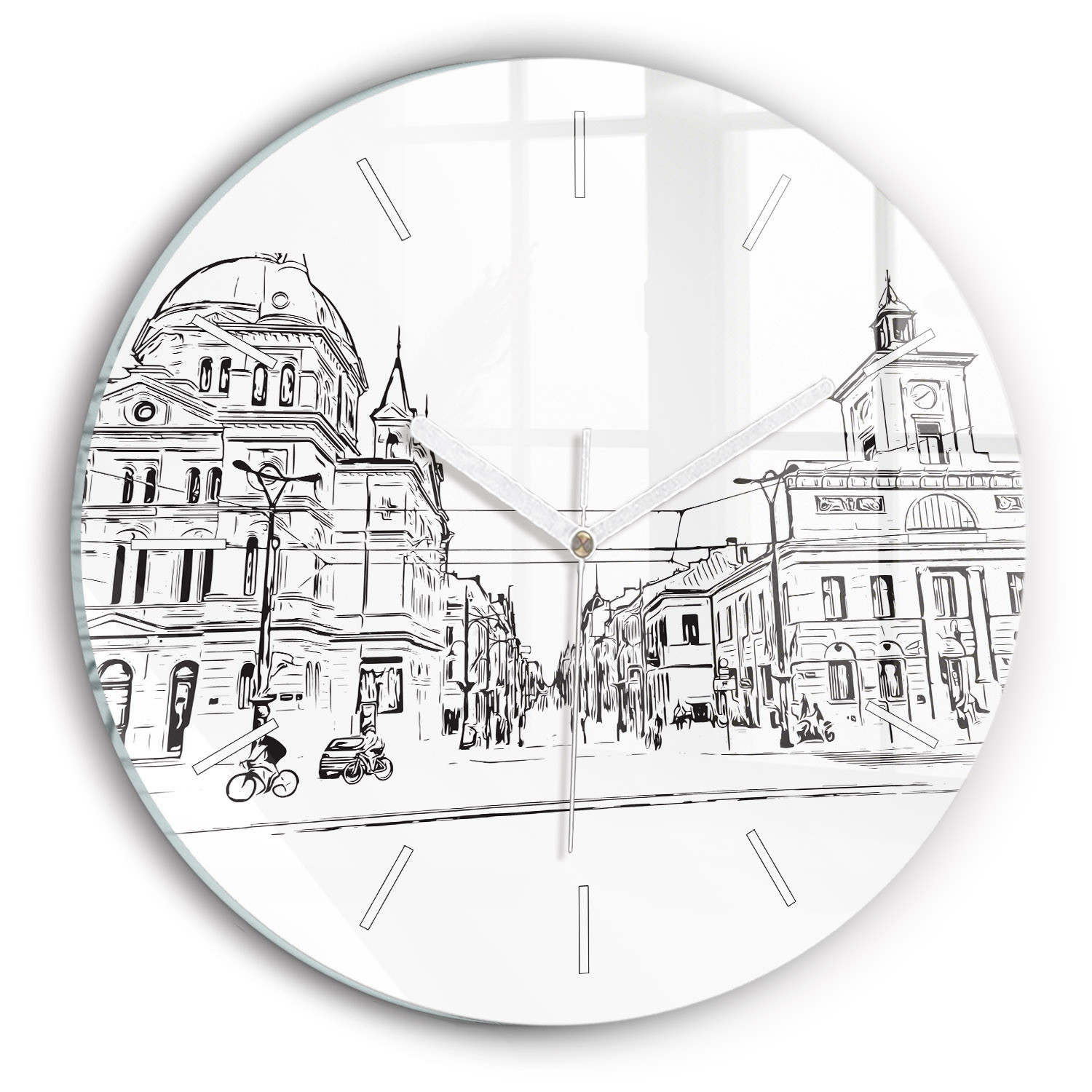 Cichy Zegar Dekoracyjny ścienny Ilustracja miasta Poznań