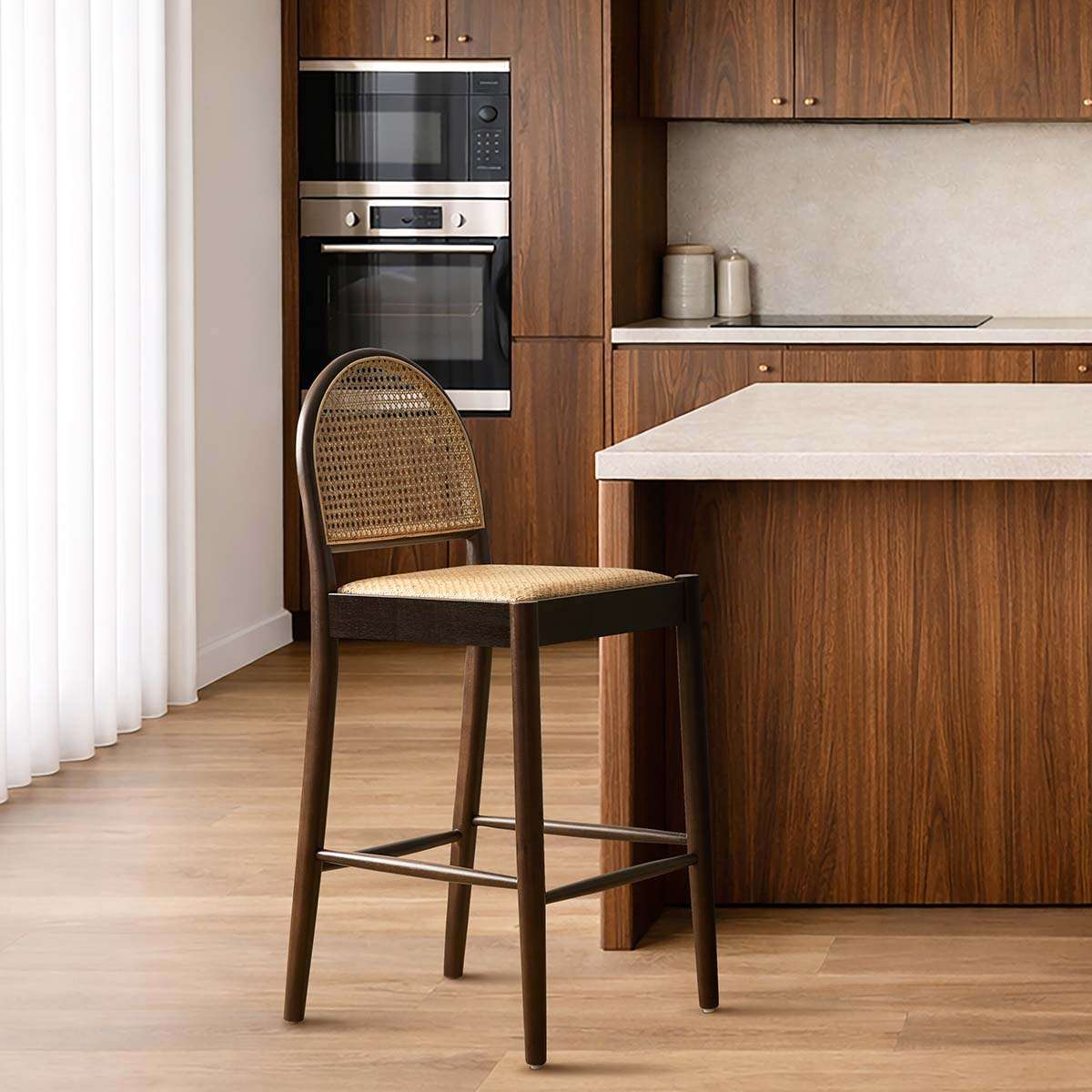 Mateo Bar Stool Walnut - Set of Four Bundle