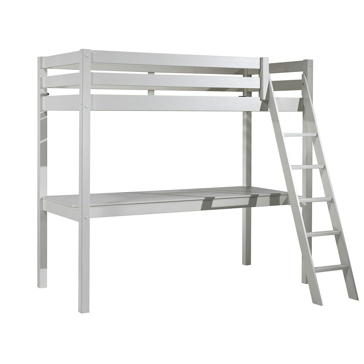 PINO - Lit mezzanine 90x200 sommier inclus bureau blanc