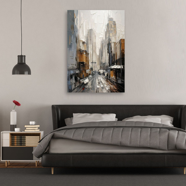 Feeby Obraz do salonu sypialni, Miasto Ulica Akryl Beżowy Szary 40x60