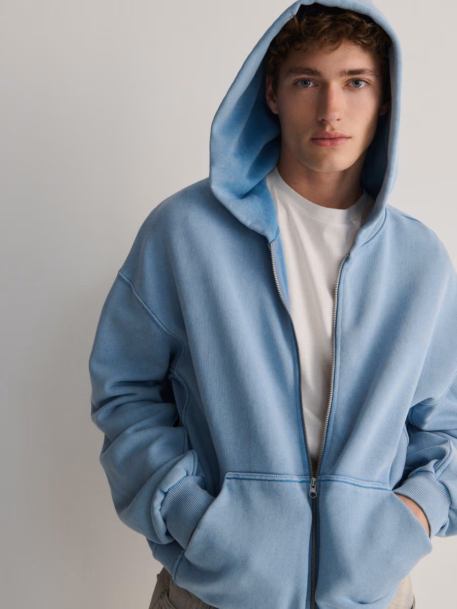 Zip Up Hoodie With Wash Effect