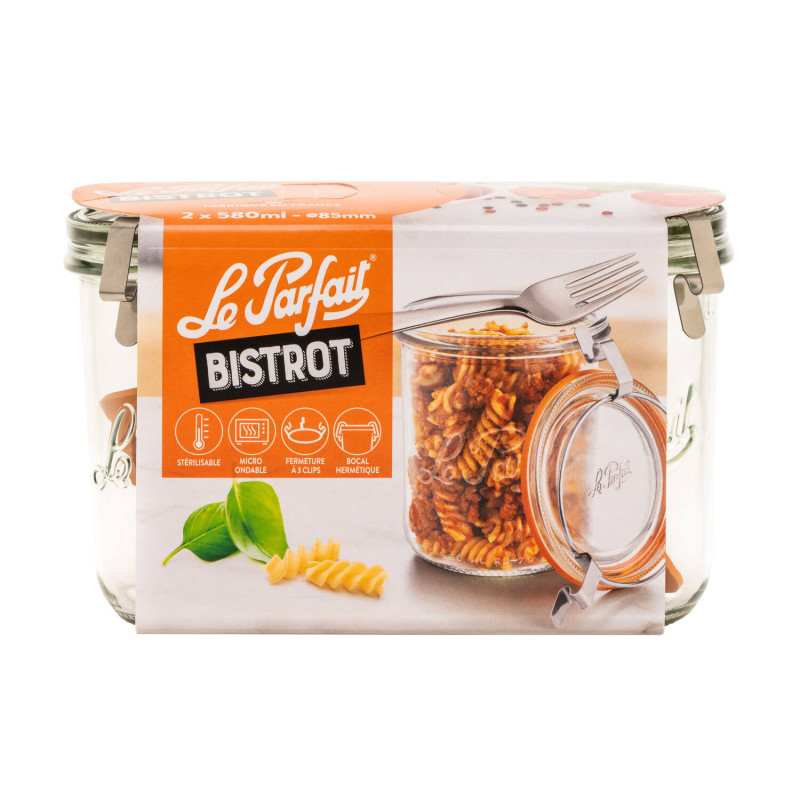 Bocal en verre Bistrot 0,58 L 2 pièces LE PARFAIT