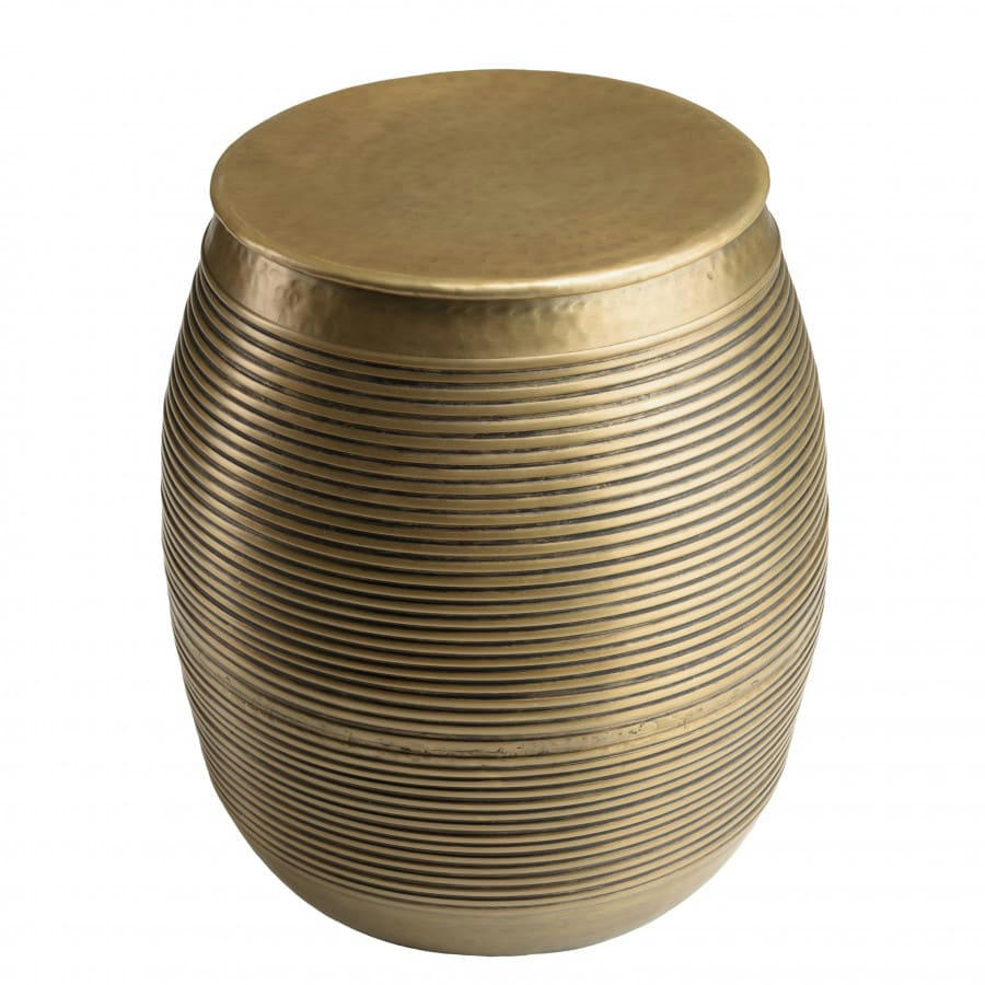 HONORE - Table d’appoint alu couleur laiton foncé strié