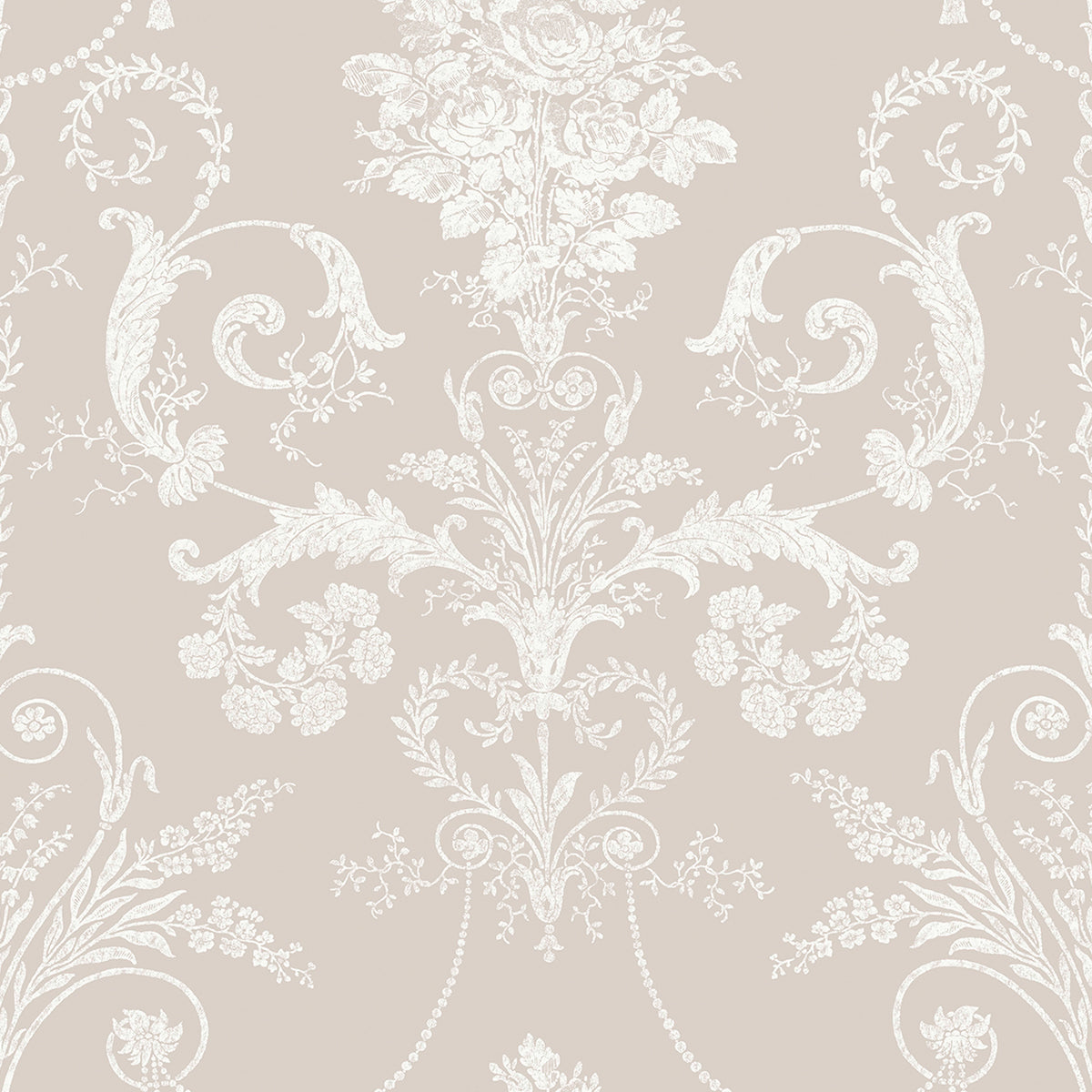 Laura Ashley Vliesbehang - Josette White & Dove Grey - 10mx52cm