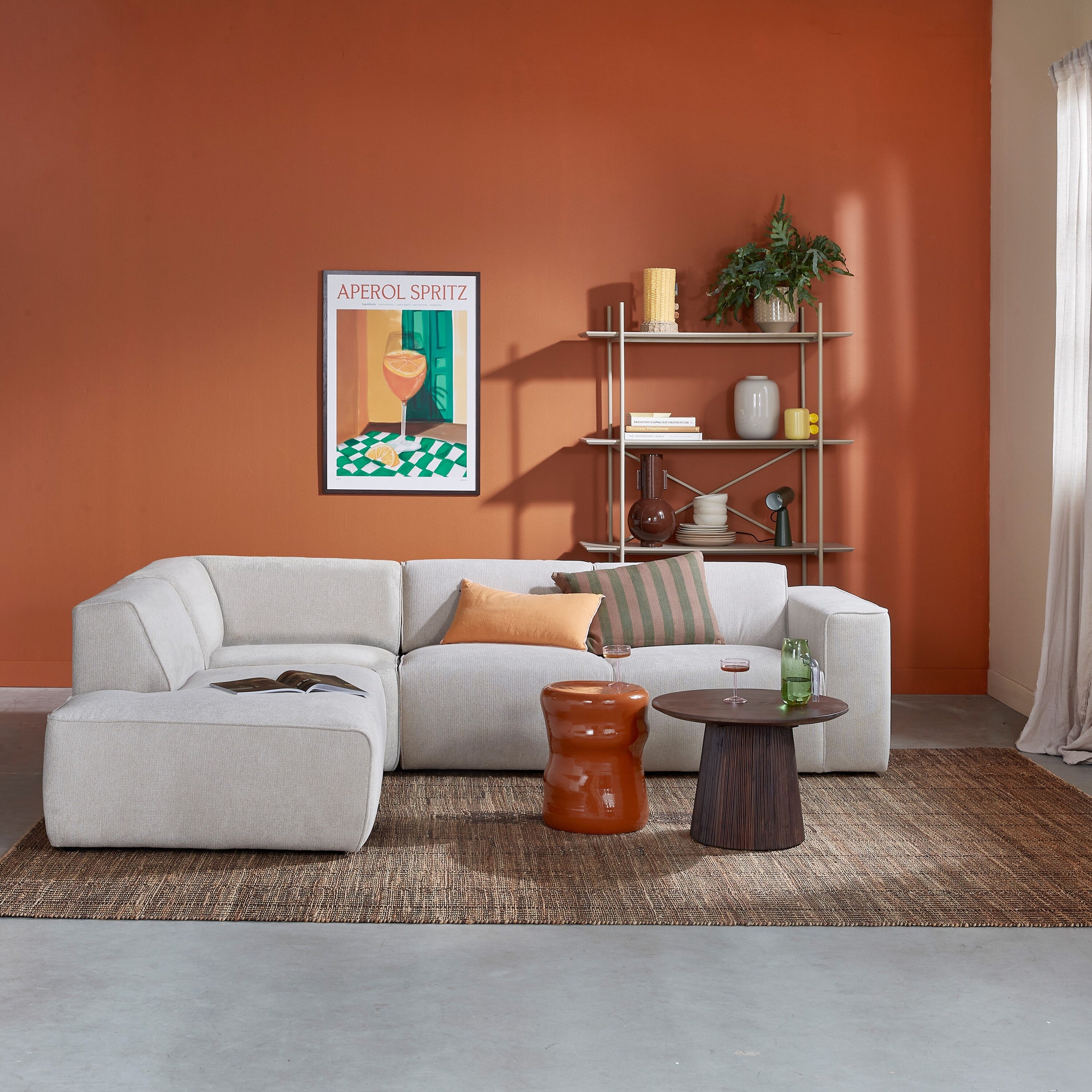 by fonQ Stretch Hoekbank Links - Naturel