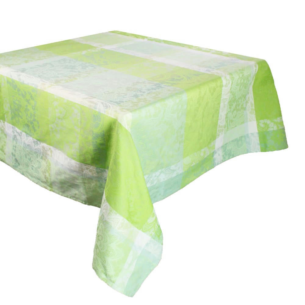 MILLE DENTELLES PRAIRIE - Nappe carrée  pur coton vert 180x180 cm